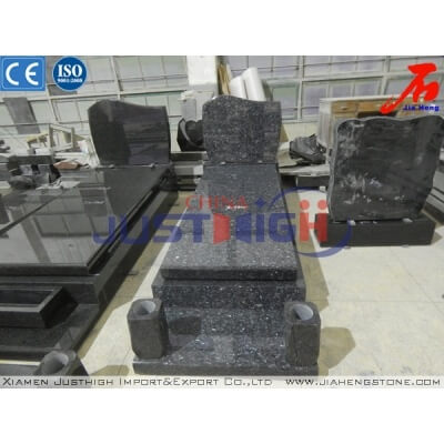 Blue Pearl granite headstone with coverplate in good craftmenship with cheap price