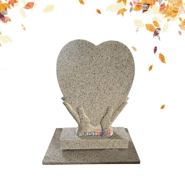 hand with heart shape granite headstone